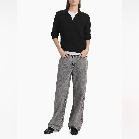 NEW RAG & BONE featherweight logan wide-leg jeans in slate - Picture 1 of 5